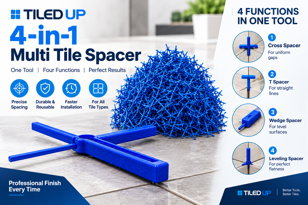 Tiled Up 4 in 1 Multi Tile Spacers – Precision Tile Spacing for Perfect Grout Lines (1000 PC's)